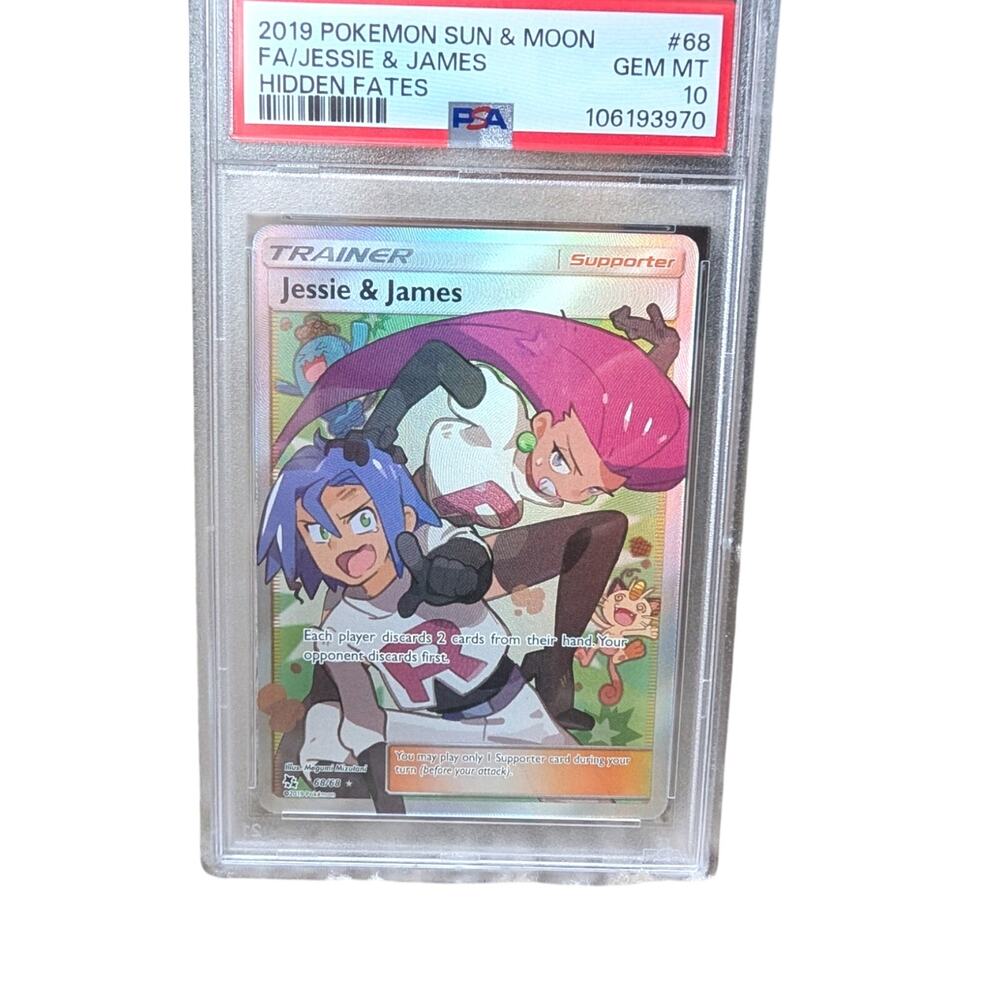 2019 POKEMON SUN & MOON HIDDEN FATES #68 FULL ART/JESSIE & JAMES PSA 10